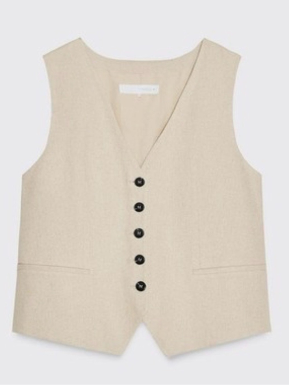 Zara Linen Tailored Vest Light Beige Women's Large